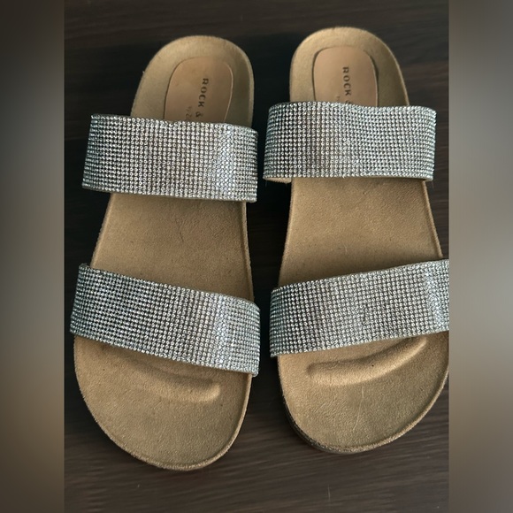 Rock & Candy Women's "Casha" Rhinestone Sparkle Double Band Slide Sandals 8.5 - Picture 4 of 7